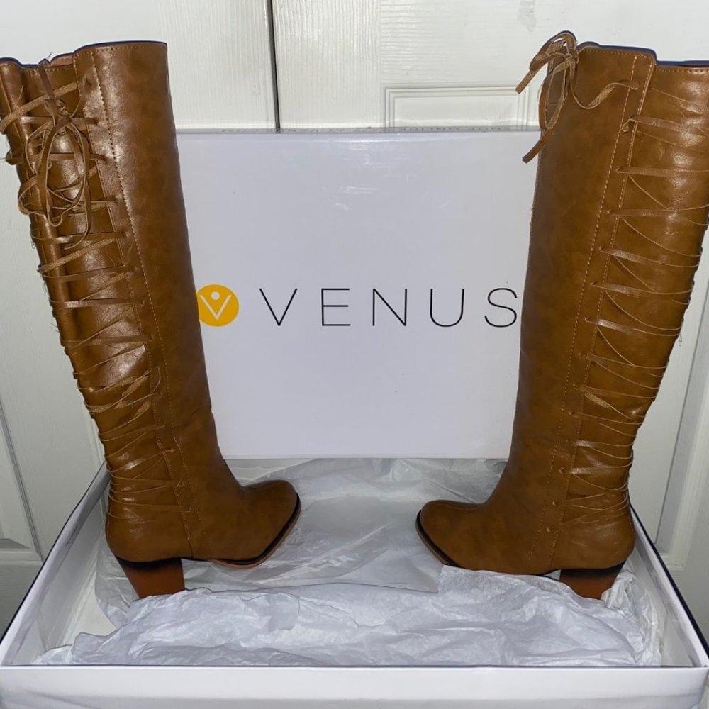 Lace Up Detail Boots  Color: Camel